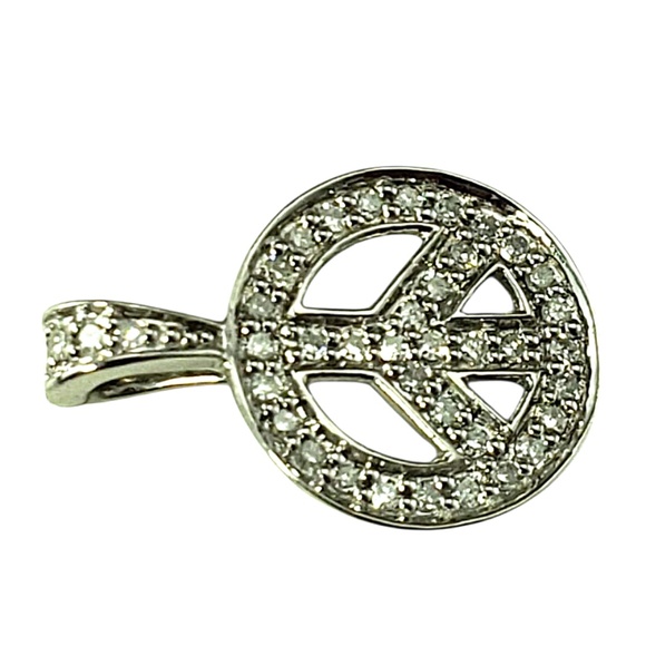 14 Karat White Gold and Diamond Peace Sign Pendant #21922 - Picture 3 of 9